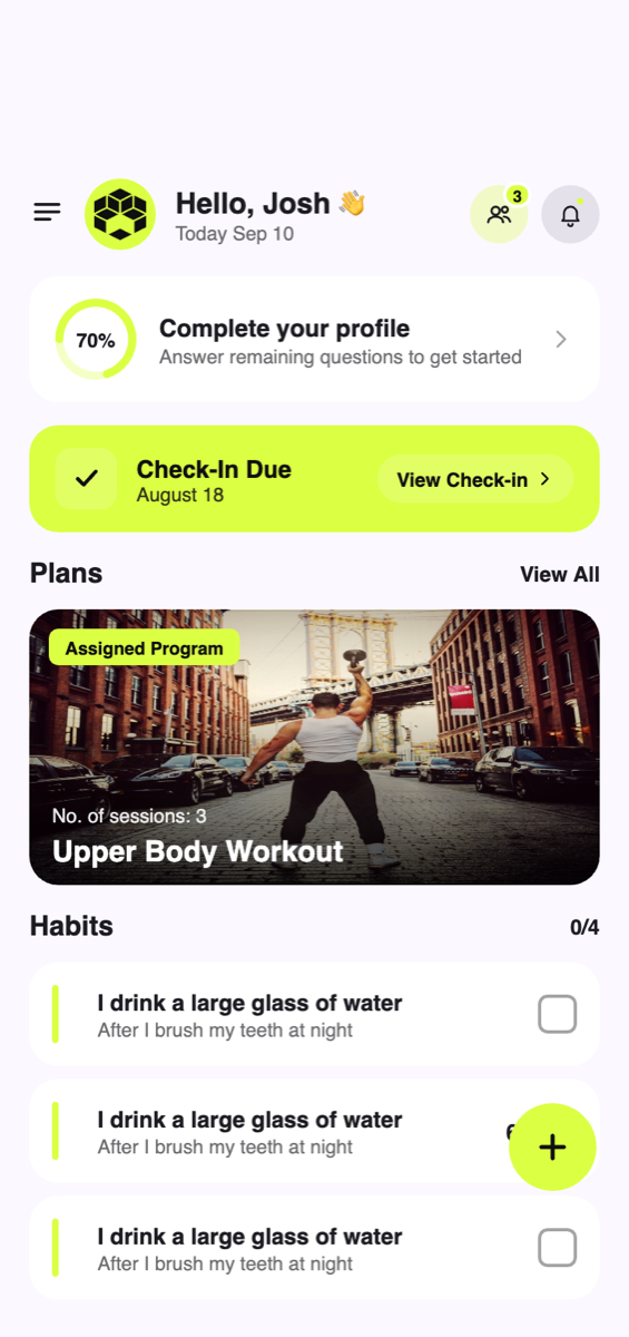 FitNut App Home Screen