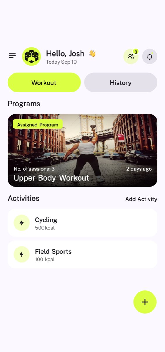 FitNut App Workouts Screen