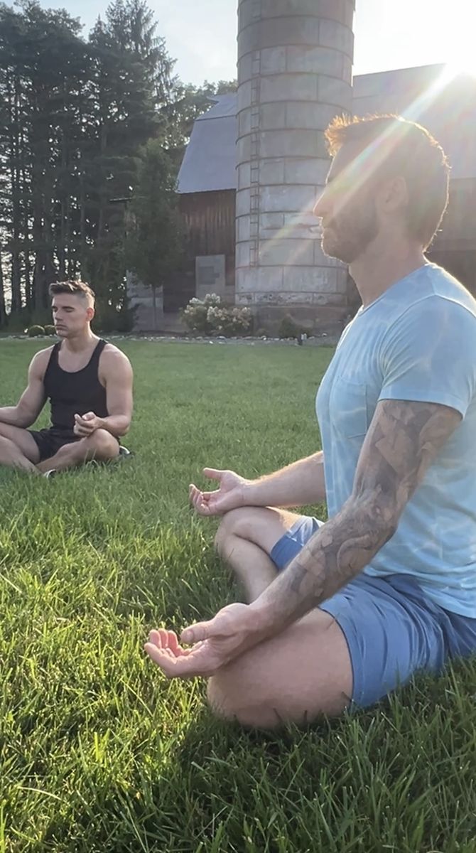 Morning meditation on the grass